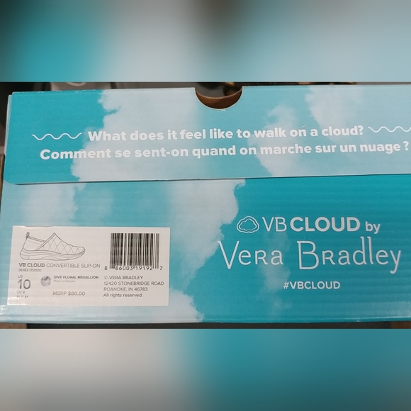 Vera Bradley VB Cloud Convertible Slip-On Shoe Blue Floral Women's 10 - Picture 13 of 14